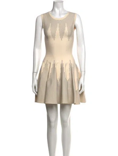 Pre-owned Alaïa Wool Mini Dress In Neutrals