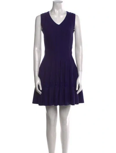 Pre-owned Alaïa Wool Mini Dress In Purple