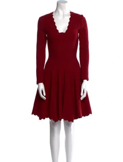 Pre-owned Alaïa Wool Mini Dress In Red