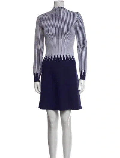 Pre-owned Alaïa Wool Mini Dress W/ Tags In Blue
