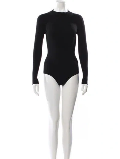 Pre-owned Alaïa Wool Mock Neck Bodysuit In Black