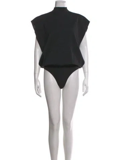 Pre-owned Alaïa Wool Mock Neck Bodysuit In Black