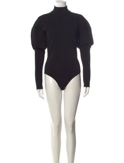 Pre-owned Alaïa Wool Mock Neck Bodysuit In Black
