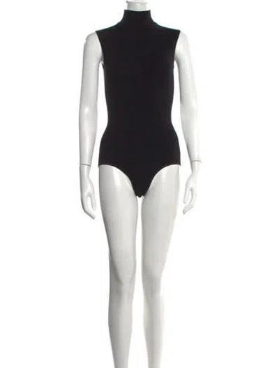 Pre-owned Alaïa Wool Mock Neck Bodysuit In Black