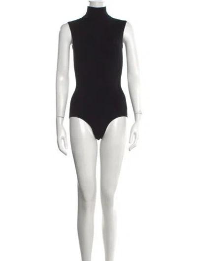 Pre-owned Alaïa Wool Mock Neck Bodysuit In Black