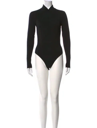 Pre-owned Alaïa Wool Mock Neck Bodysuit In Black