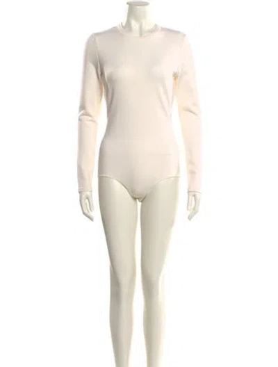 Pre-owned Alaïa Wool Mock Neck Bodysuit In Neutral