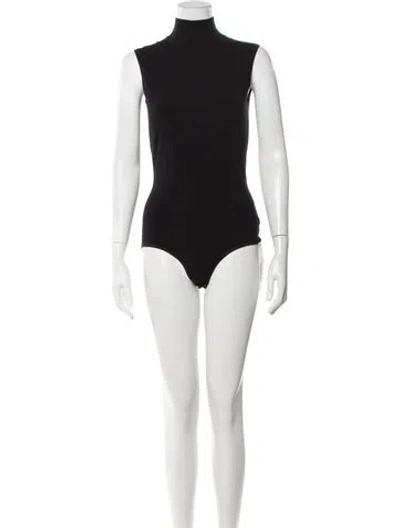 Pre-owned Alaïa Wool Mock Neck Bodysuit W/ Tags In Black