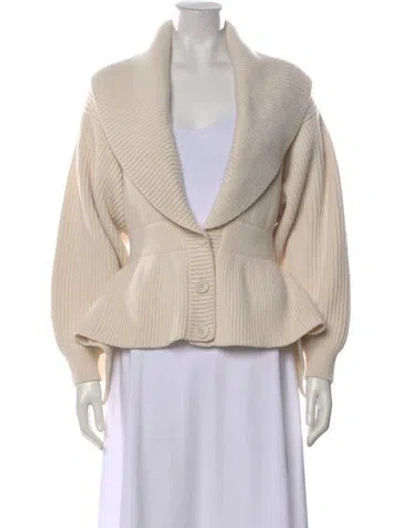 Pre-owned Alaïa Wool Open Front Sweater In Neutrals