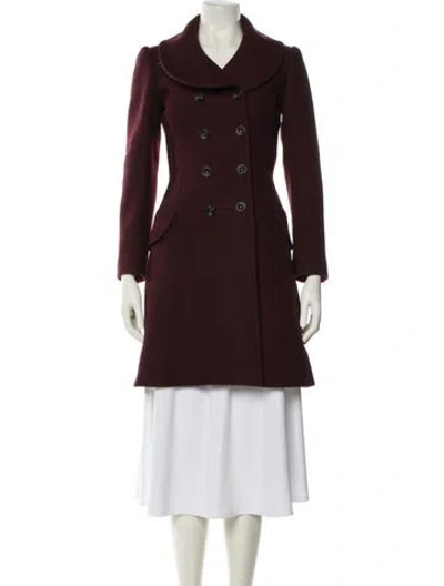 Pre-owned Alaïa Wool Peacoat In Burgundy