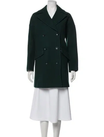 Pre-owned Alaïa Wool Peacoat In Green