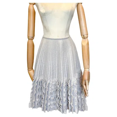 Pre-owned Alaïa Alaia Wool Pleated Skirt In Gray