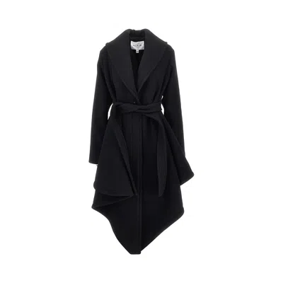 Alaïa Wool Robe Coat With Belt In Animal Print