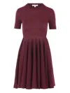 Alaïa Womens Aubergine Skater Flared Wool Mini Dress In Burgundy