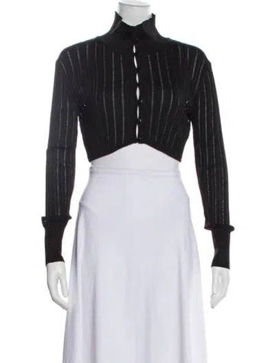 Pre-owned Alaïa Wool Striped Bolero In Black