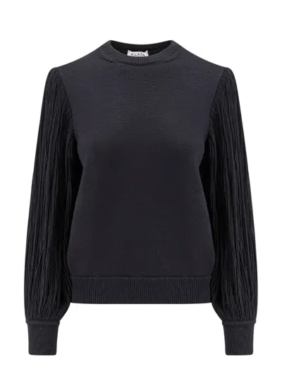ALAÏA WOOL SWEATER WITH FRINGES DETAIL