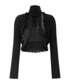 Alaïa Cropped Jacket With Wool Trim In Black