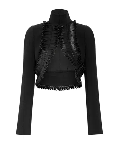Alaïa Wool Trimmed Jacket In Black
