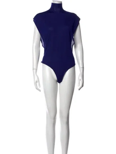 Pre-owned Alaïa Wool Turtleneck Bodysuit In Blue