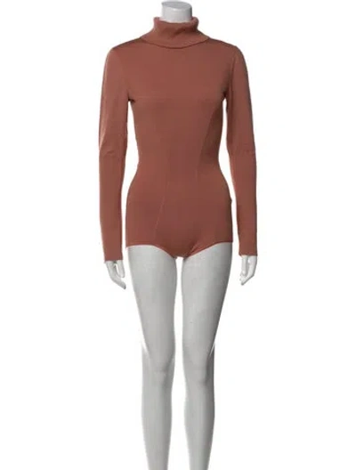 Pre-owned Alaïa Wool Turtleneck Bodysuit In Pink