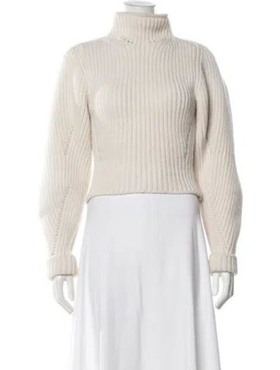 Pre-owned Alaïa Wool Turtleneck Sweater In White