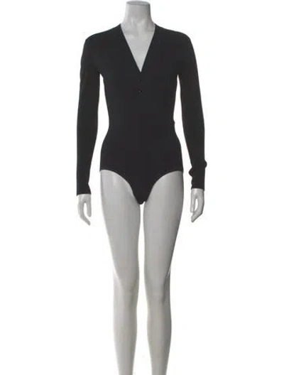 Pre-owned Alaïa Wool V-neck Bodysuit In Gray