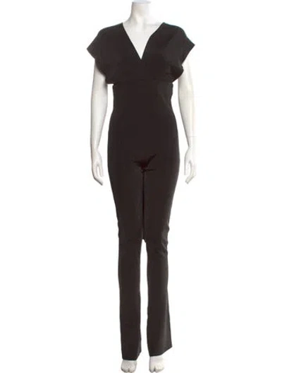 Pre-owned Alaïa Wool V-neck Jumpsuit W/ Tags In Black