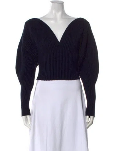 Pre-owned Alaïa Wool V-neck Sweater In Blue