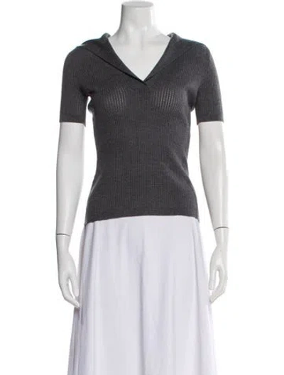 Pre-owned Alaïa Wool V-neck Top W/ Tags In Gray