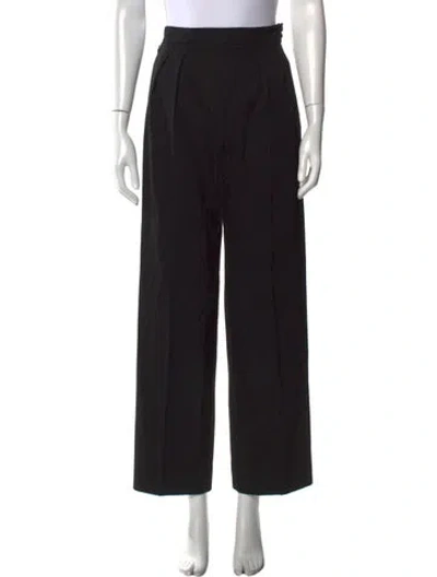 Pre-owned Alaïa Wool Wide Leg Pants In Black