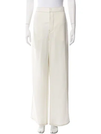 Pre-owned Alaïa Wool Wide Leg Pants W/ Tags In Neutrals