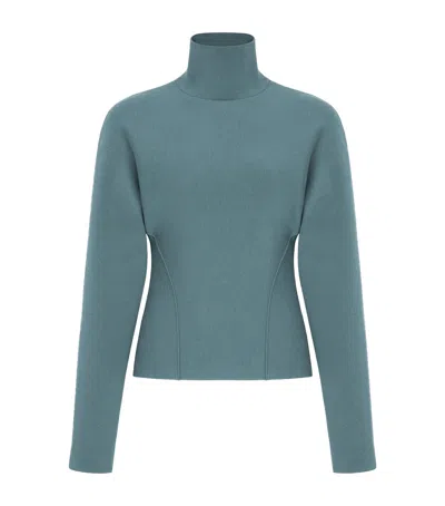 Alaïa Wool-blend Cinched Sweater In Blue