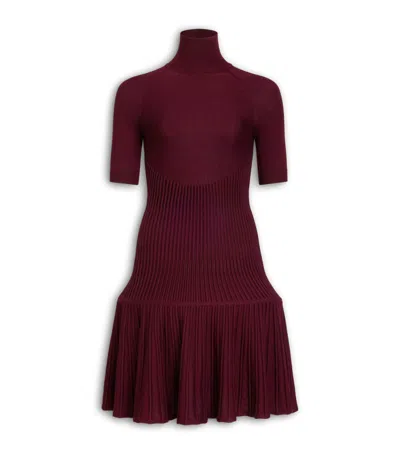 Alaïa Wool-blend Crinoline Mini Dress In Burgundy