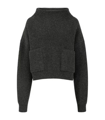 Alaïa Wool-blend Pocket Sweater In Brown
