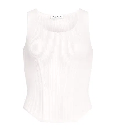 Alaïa Wool-blend Ribbed Top In White