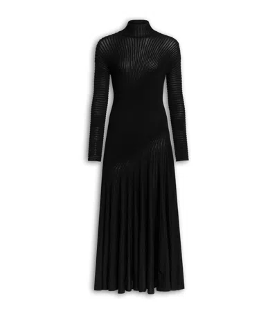 Alaïa Wool-blend Twisted Midi Dress In Black