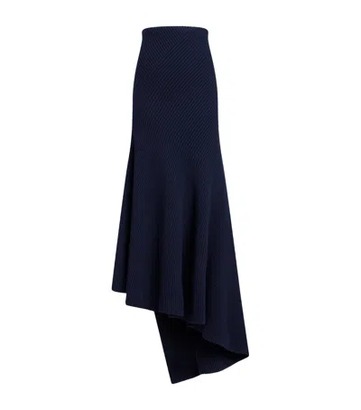 Alaïa Wool-cashmere Twisted Maxi Skirt In Blue