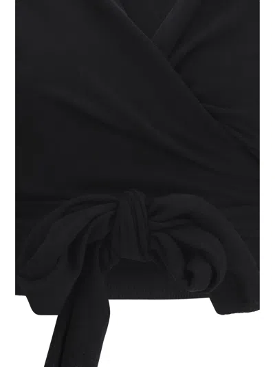Alaïa Wool-cashmere Wrap Sweater In Black