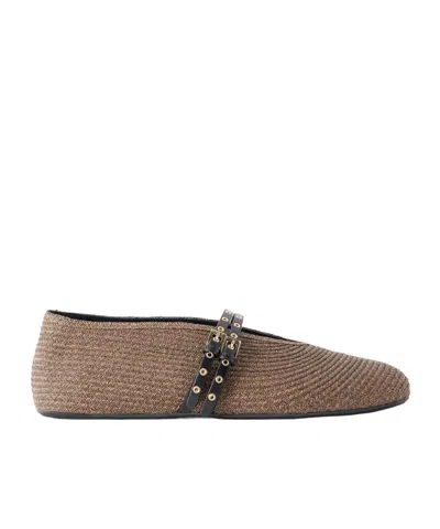 Alaïa Woven Mary Jane Flats In Brown