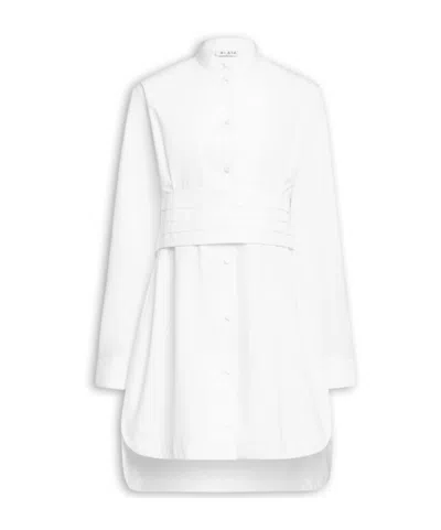 Alaïa Wrap Cotton Poplin Dress In White