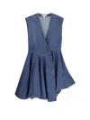 Alaïa Deep Stone Denim Wrap Dress Clothing In Blue