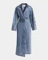 Alaïa Womens Spiral Two-slip-pockets Denim-blend Trench Coat Bleu Neige In Bleu Neige