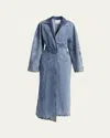 Alaïa Womens Spiral Two-slip-pockets Denim-blend Trench Coat Bleu Neige In Bleu Neige