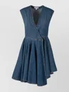 Alaïa Deep Stone Denim Wrap Dress Clothing In Blue