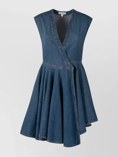 ALAÏA WRAP DRESS FLARED SKIRT V-NECKLINE