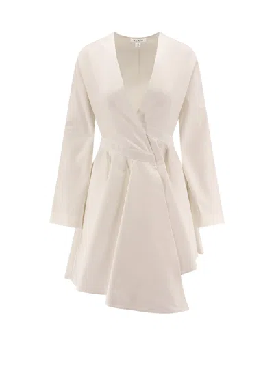 Alaïa Asymmetric Midi Lenght Cotton Popeline Dress In White
