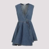 Alaïa Asymmetric Wrap-effect Denim Mini Dress In Blue