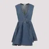 Alaïa Sleeveless Denim-texture Mini Dress In Blue
