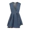 Alaïa Sleeveless Denim-texture Mini Dress In Blue