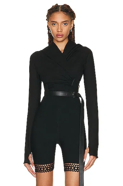 Alaïa Wrap Top In Noir Alaia